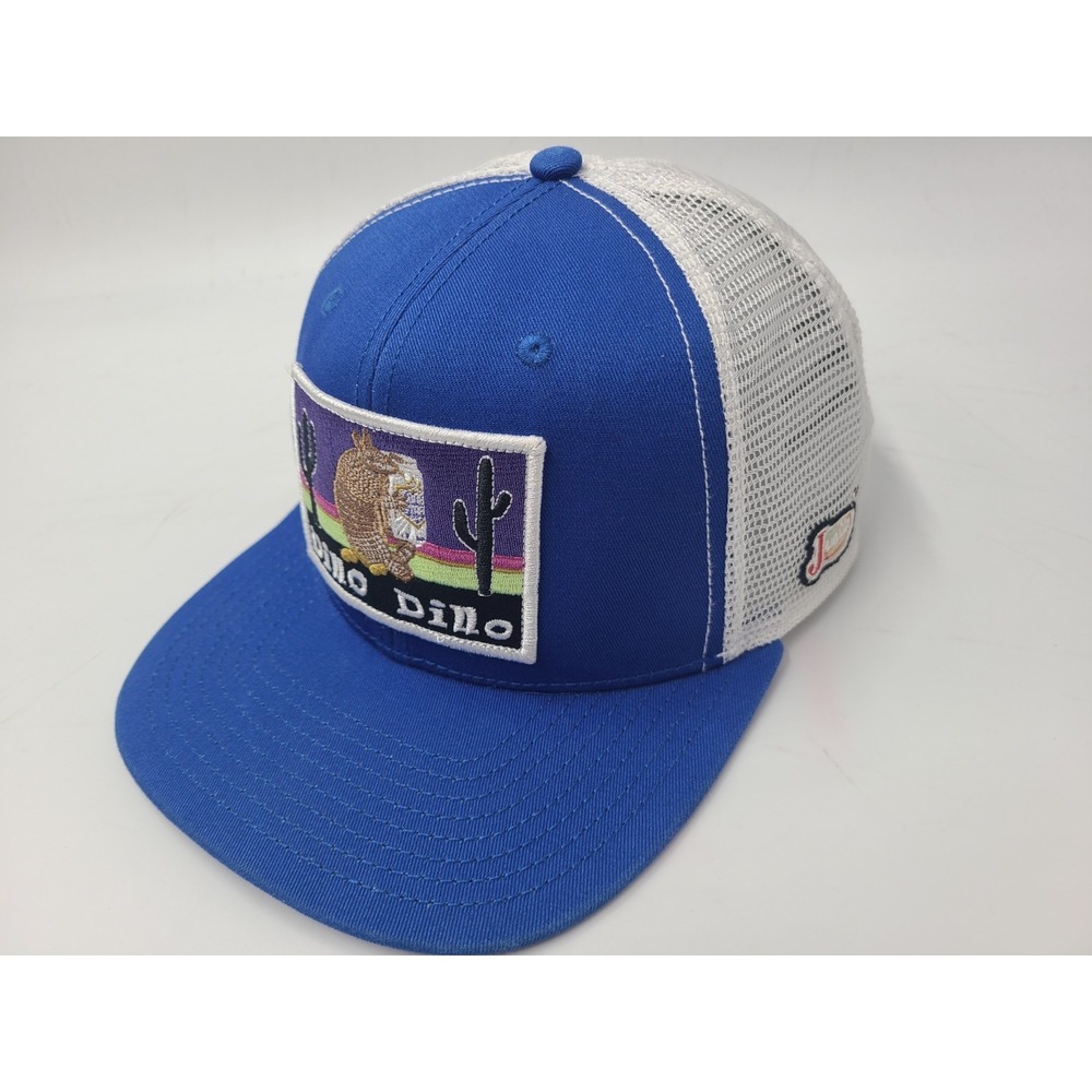 Justin Boots Dillo Dillo Beer Patch Mesh Trucker Snapback Hat Cap Men Blue White
